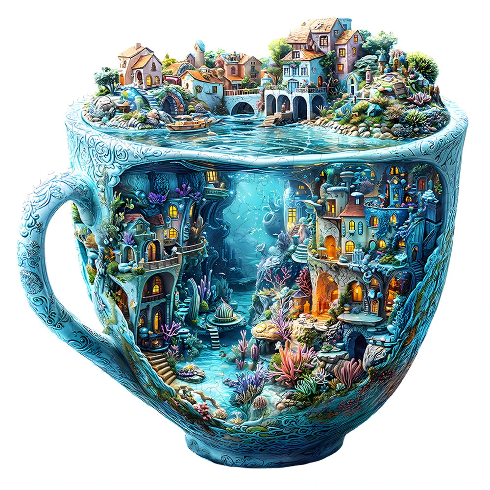 CowLost | product_id-whimsical-wooden-jigsaw-puzzle-teacup-village-decor-gift |3