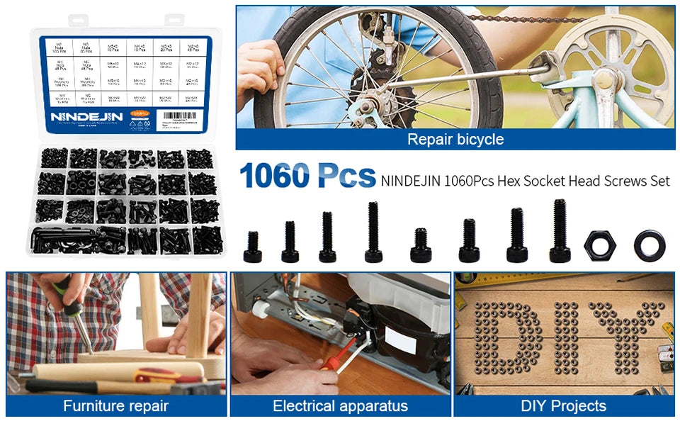 CowLost | 1060pcs-m2-m3-m4-m5-hex-socket-screw-set-carbon-steel |17