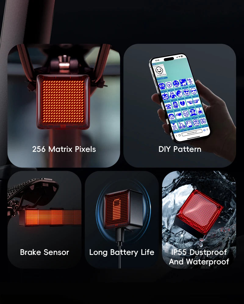 CowLost | sporting-goods-west-biking-diy-pixel-rear-bicycle-taillight-1100mah-long-battery-life |8