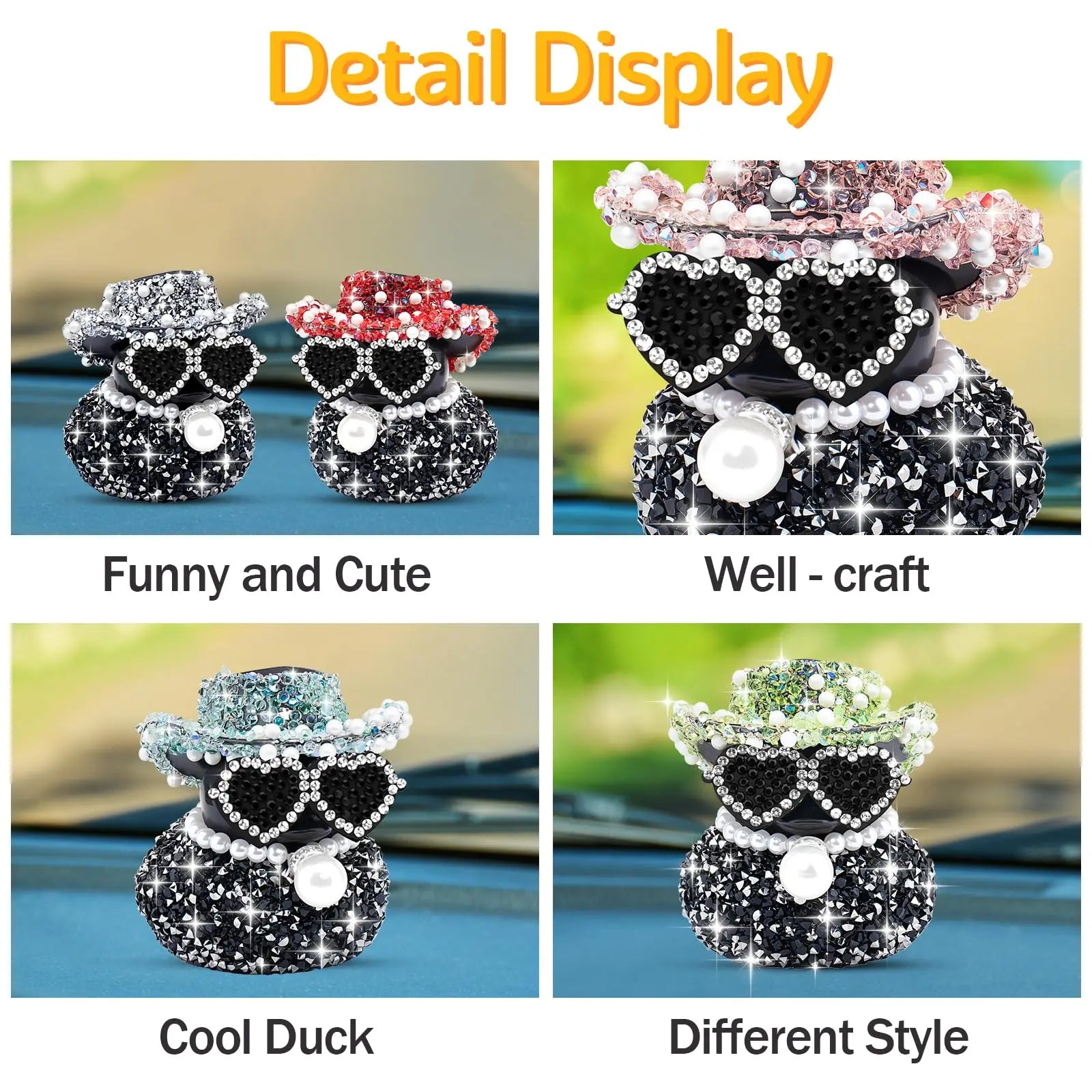 CowLost | product_id-black-diamond-rubber-duck-car-dashboard-ornament-cool-car-accessory |6