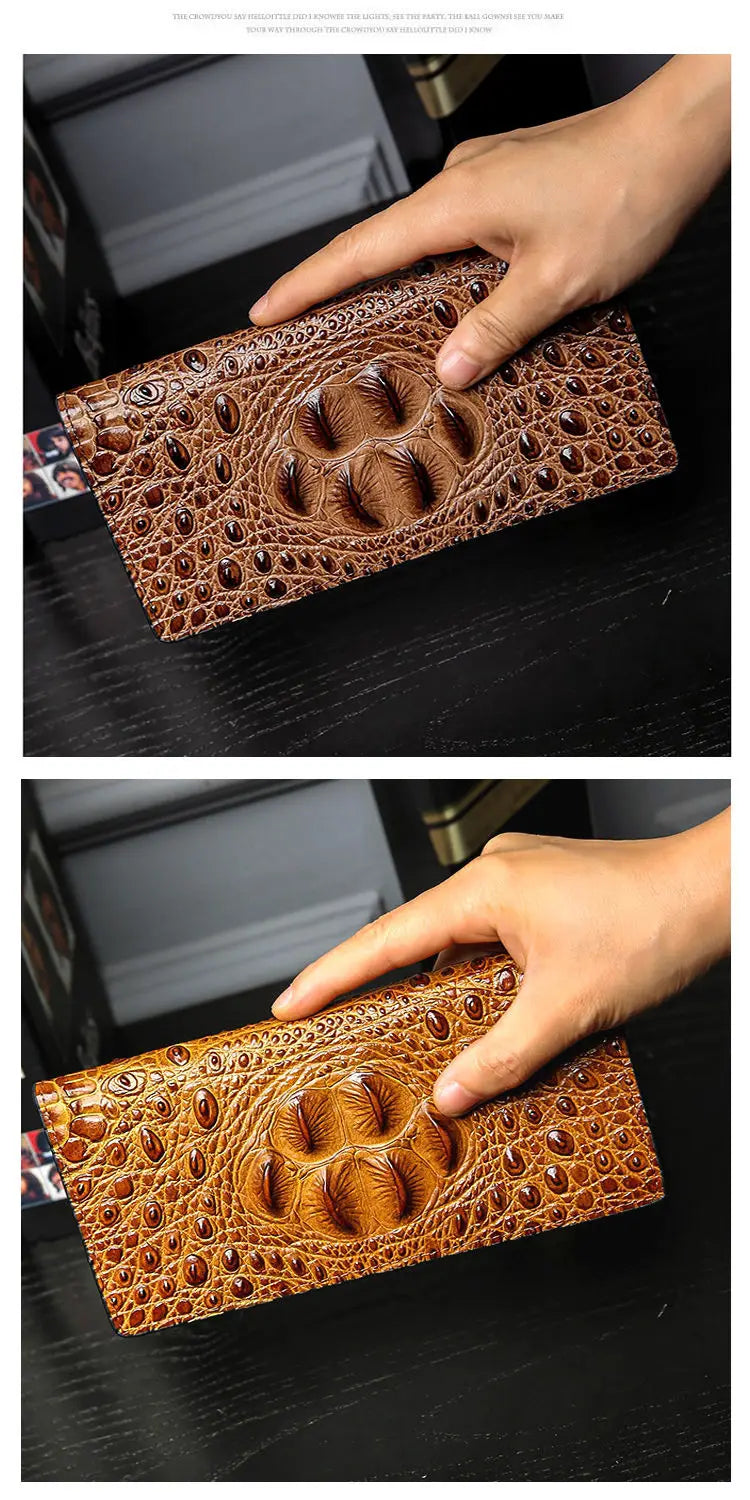CowLost | men-wallets-business-long-crocodile-genuine-leather |9