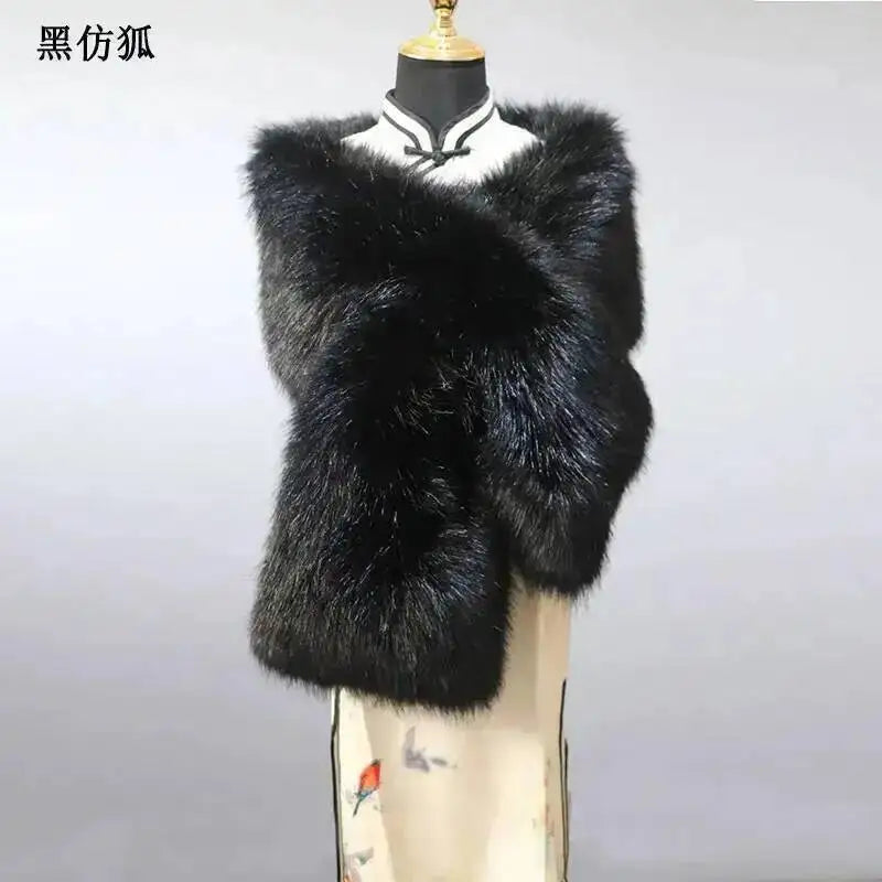 CowLost | 32-colors-165-30cm-women-luxury-warm-faux-fox-fur-shawl-winter-ladies-plush-scarf |59