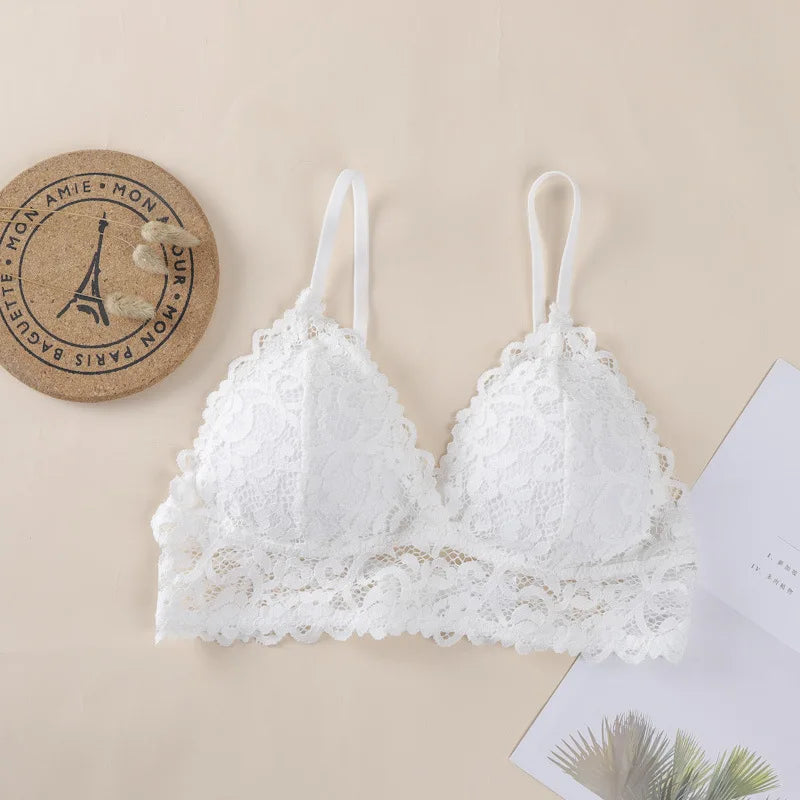 CowLost | product_id-floral-lace-v-neck-padded-non-wire-push-up-bralette-for-women |17