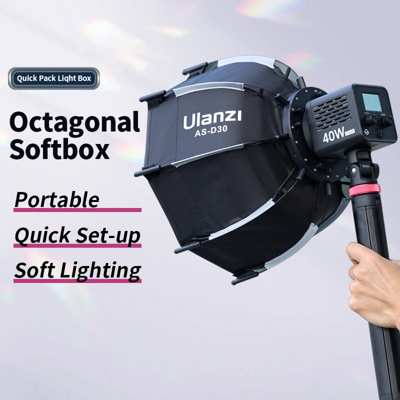 CowLost | ulanzi-as-d30-30cm-octagonal-softbox-quick-pack-light-box-with-mini-bowens-mount-for-40w-cob-video-light |2