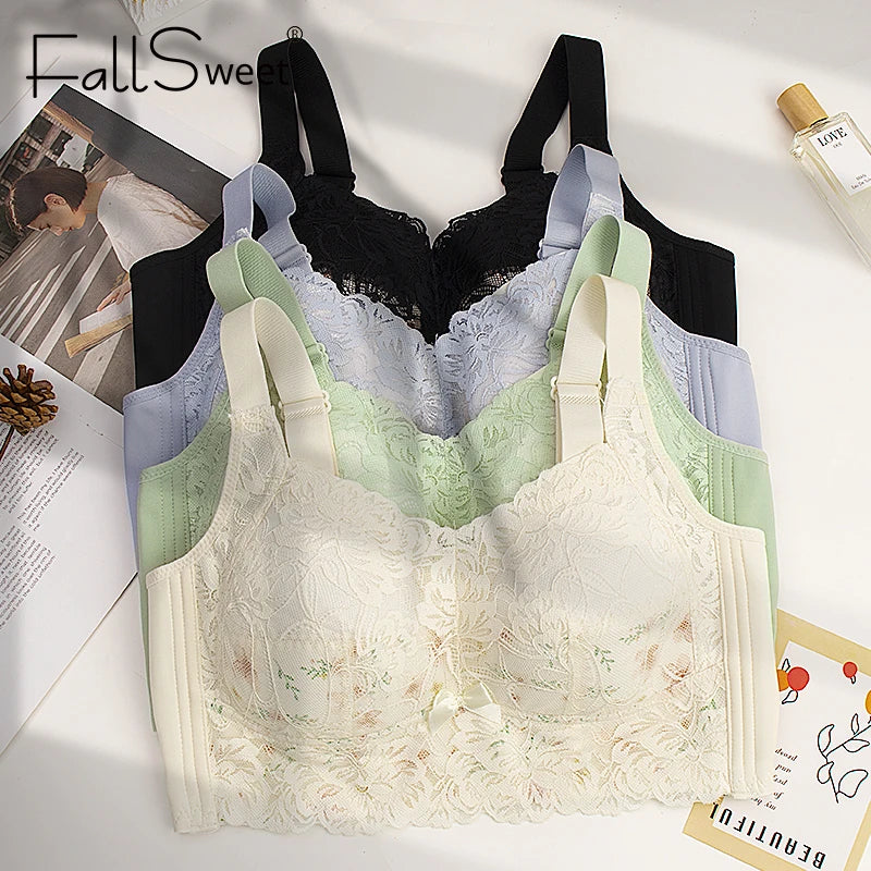CowLost | product_id-fallsweet-plus-size-wireless-lace-push-up-minimizer-bra-with-adjustable-wide-straps |1