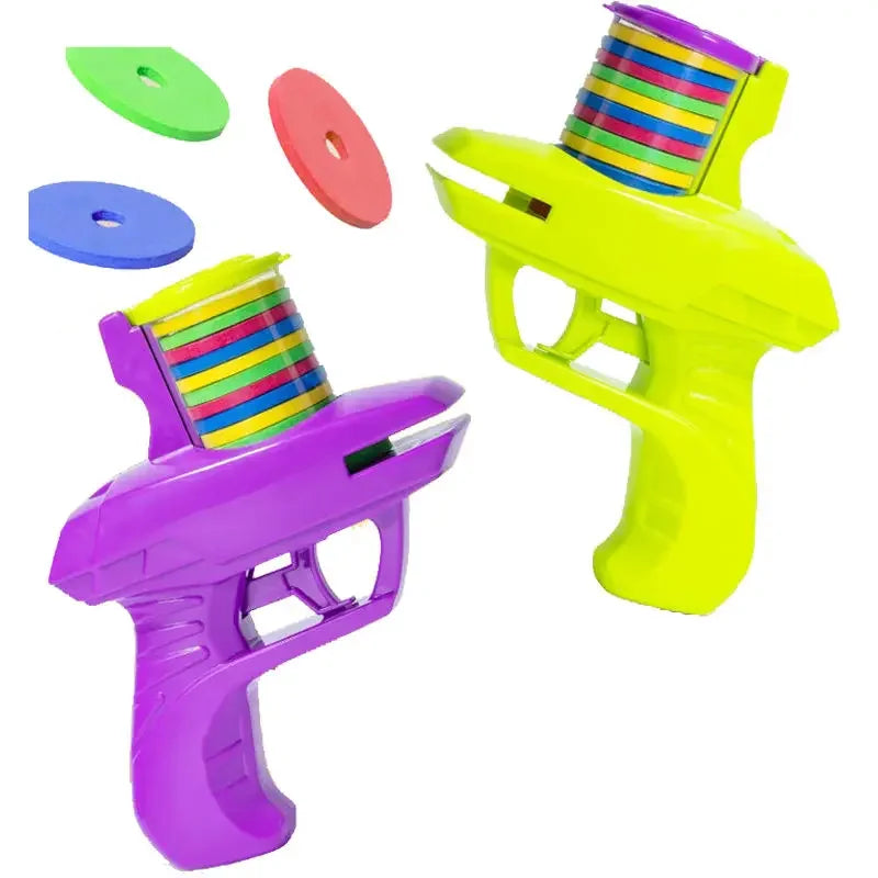 Kids Outdoor Foam Disc Shooting Launcher Toy Double Parent-Child Interactive Gift