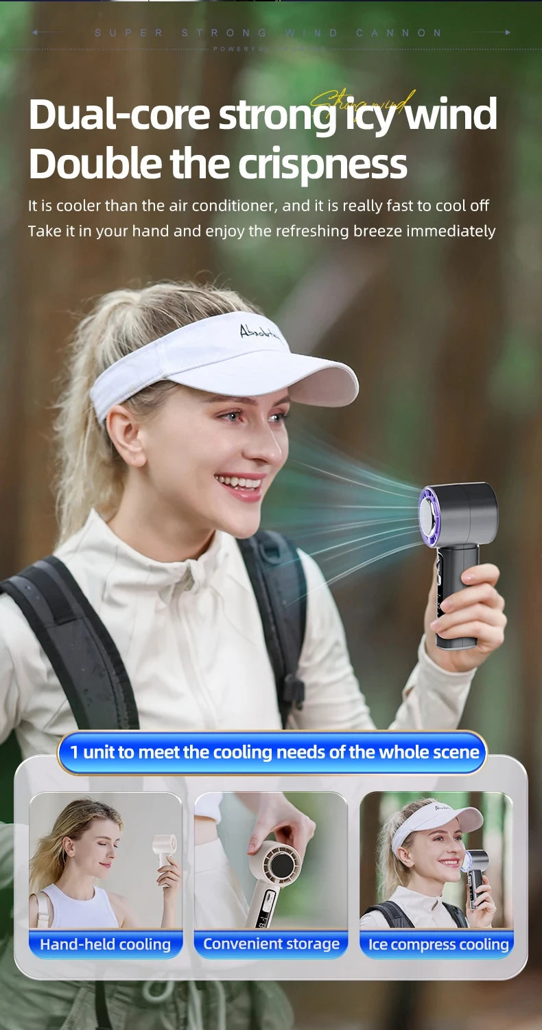 CowLost | homefish-new-semiconductor-refrigeration-high-speed-handheld-electric-fan-4000mah-usb-portable-rechargeable-outdoor-small-fan-1 |13
