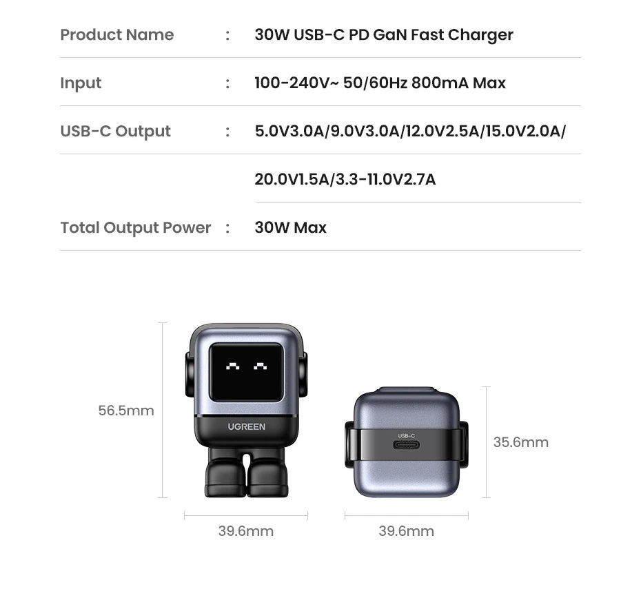 CowLost | ugreen-30w-65w-gan-charger-robot-design-pd3-0-fast-charger |19