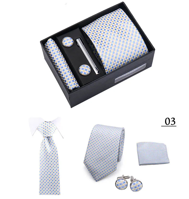 CowLost | tie-men-with-box-top-quality-business-ties-hanky-cufflink-set |35