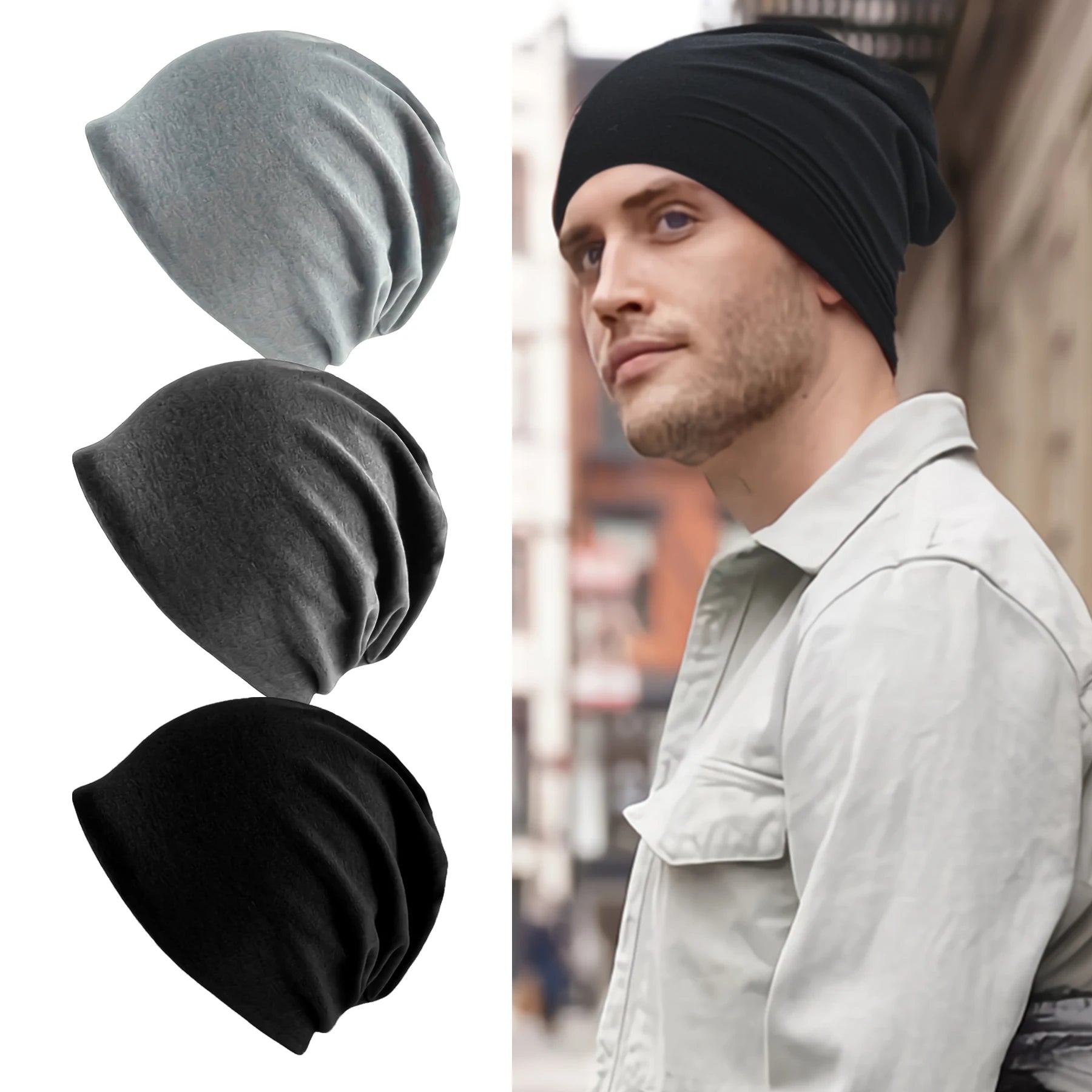 1Pack Solid Color Unisex Men & Women Slouchy Beanie Hip-Hop Soft Cap
