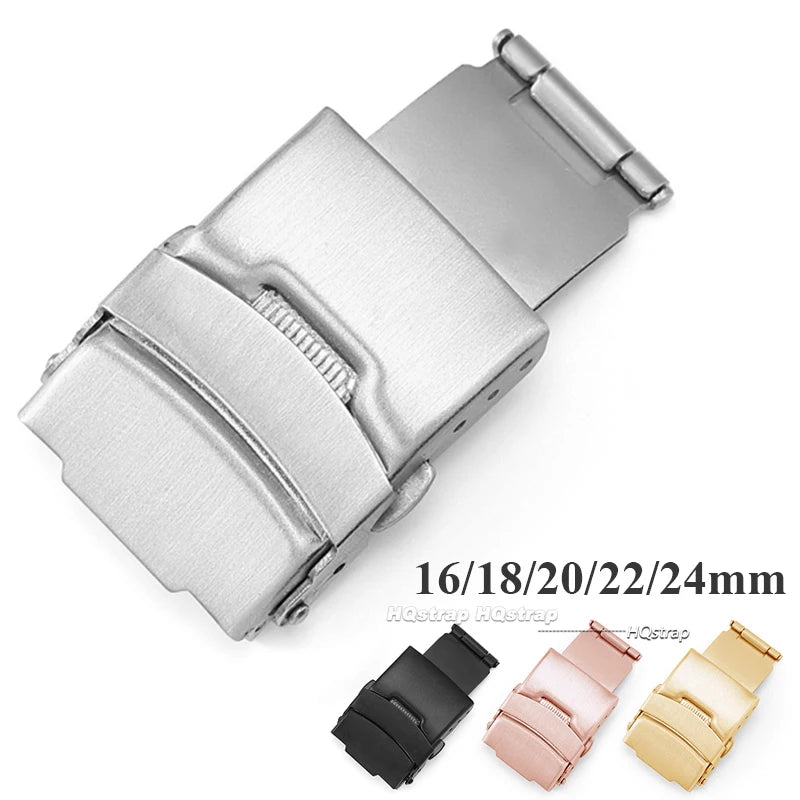 CowLost | product_id-stainless-steel-folding-watch-clasp-buckle-double-press-14-24mm-silver-black-gold |9