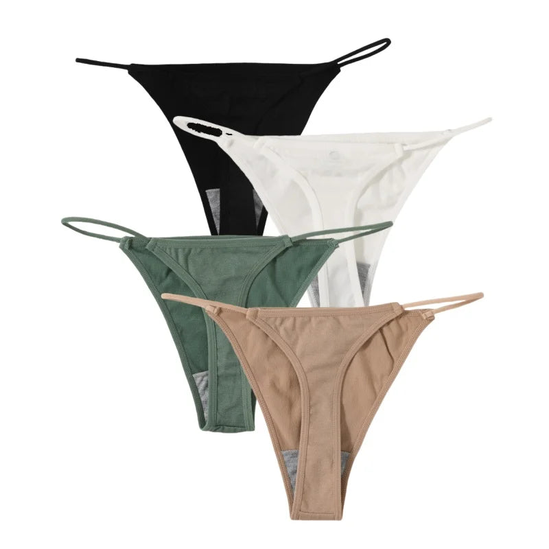 CowLost | product_id-4pcs-women-seamless-low-rise-solid-color-g-string-bikini-panties-t-back |17