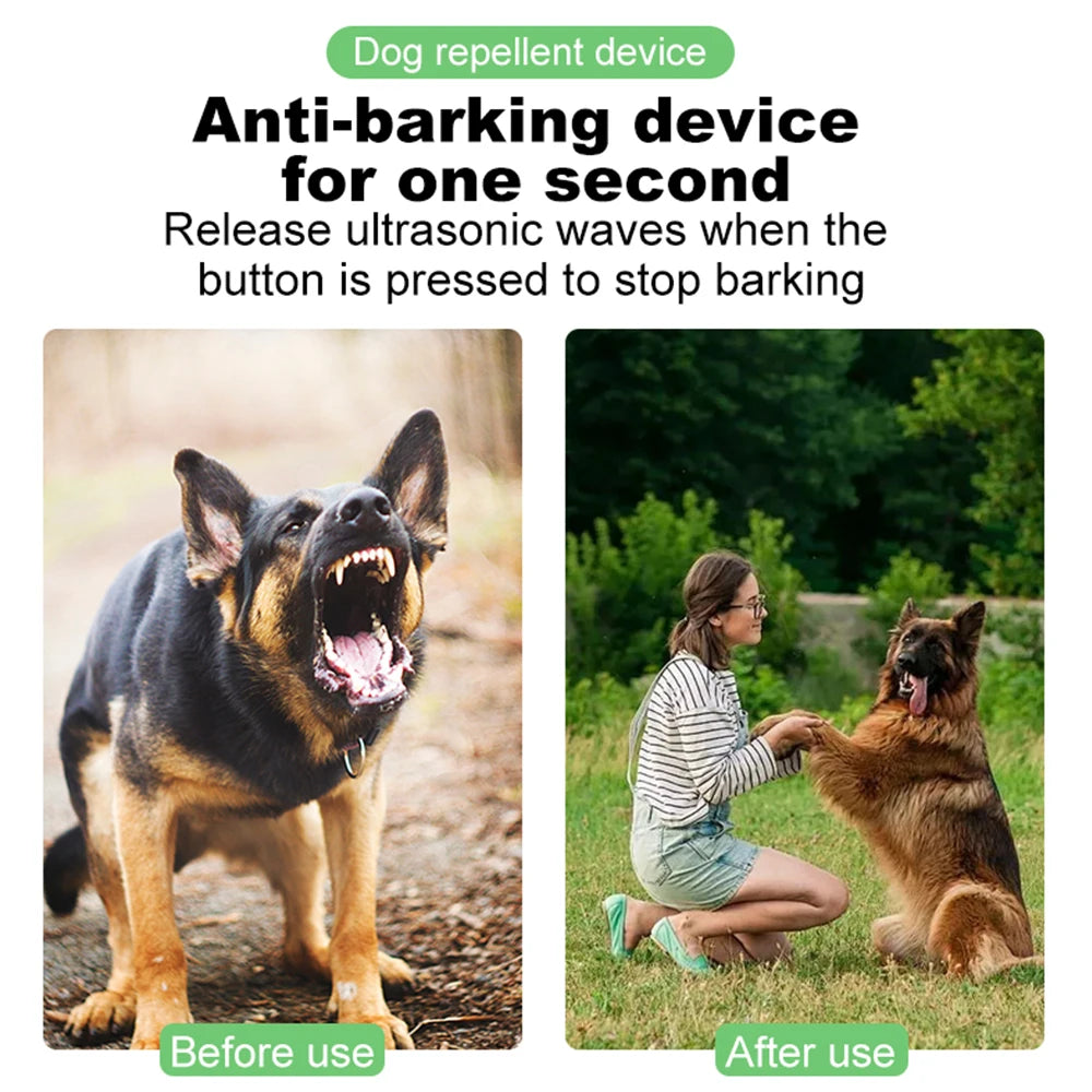 Rechargeable Ultrasonic Dog Repeller with LED Flashlight Anti-Barking Trainer