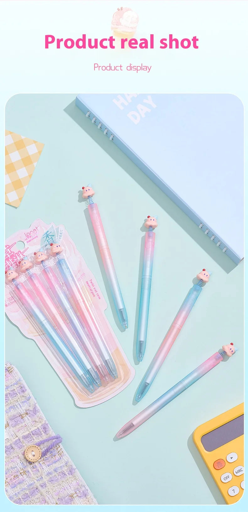 CowLost | product_id-4pcs-lopet-kwaii-cute-twist-gel-pens-color-changing-watermelon-vanilla-cream-quick-dry-black-ink-stationery-gift |31