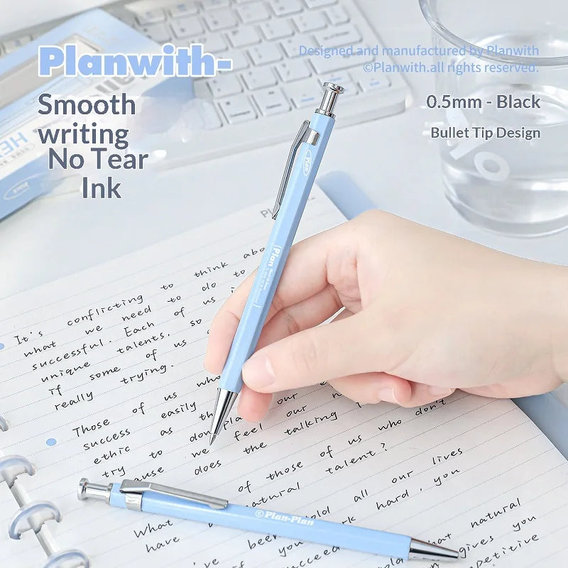 CowLost | product_id-planwith-hexagonal-metal-gel-pen-0-5mm-black-ink-retractable-anti-roll-comfortable-grip |5
