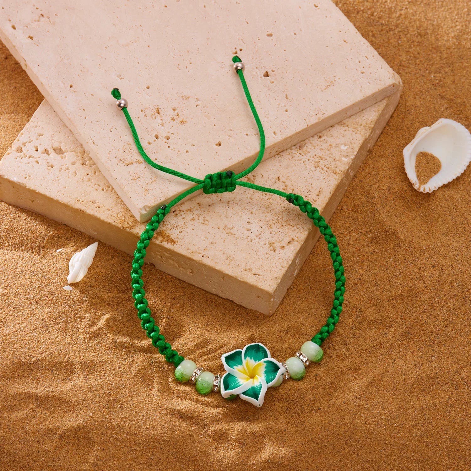 CowLost | bohemian-big-flower-charm-bracelets-for-women-pink-red-blue-green-flowers-soft-clay-pottery-beaded-bangles-girls-party-jewelry |10