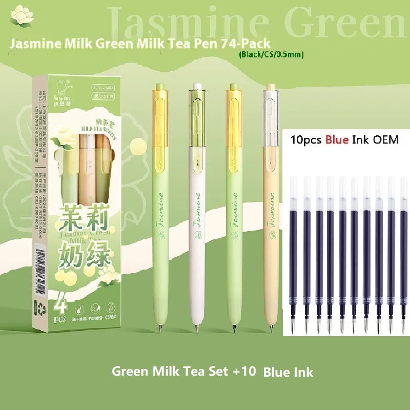 CowLost | product_id-4pcs-milk-tea-gel-pens-set-assorted-retractable-0-5mm-rollerball-for-fast-dry-note-taking-exams |22