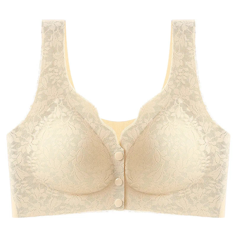 CowLost | product_id-womens-wireless-front-buckle-lace-thin-cup-gathered-sports-bra-vest-large |14