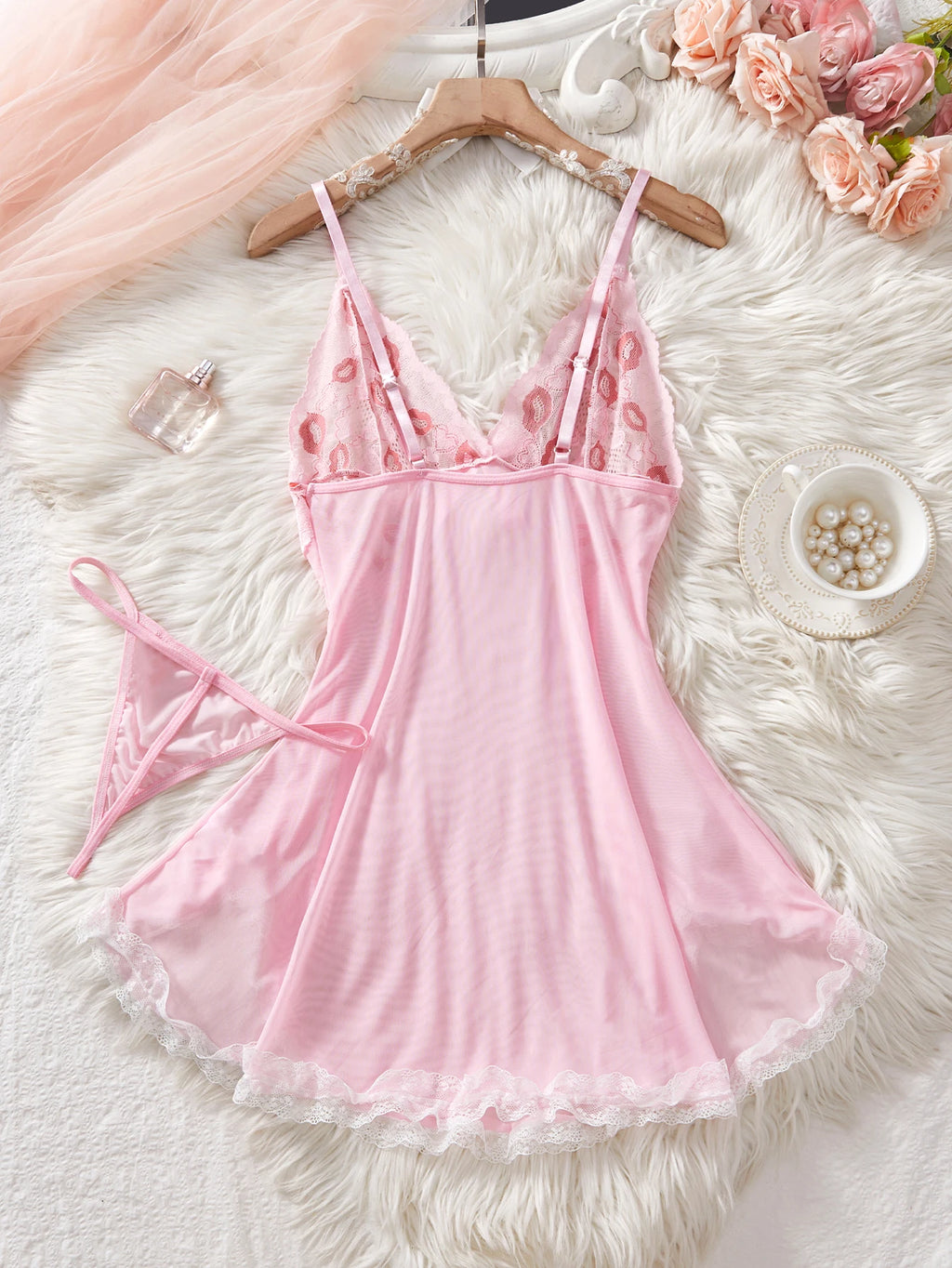CowLost | pink-lips-sexy-lingerie-kawaii-intimate-dress-women-lace |10