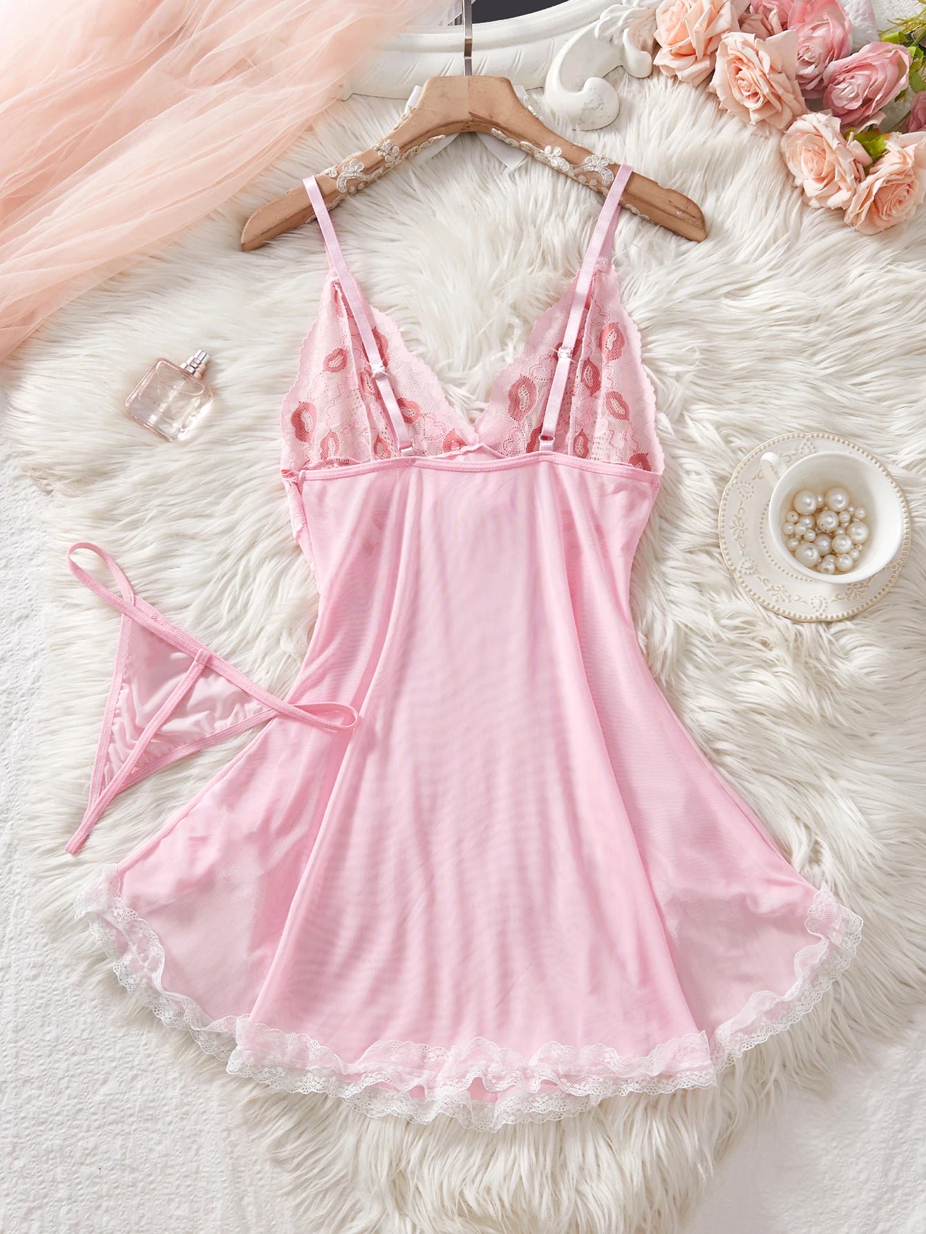 CowLost | pink-lips-sexy-lingerie-kawaii-intimate-dress-women-lace |10