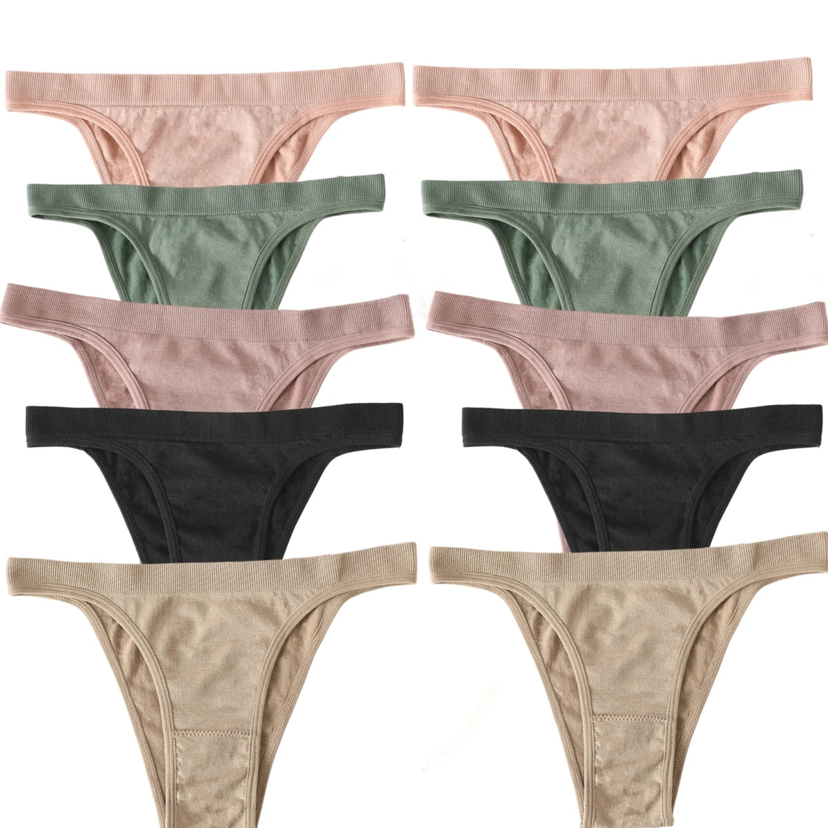 CowLost | product_id-10pcs-womens-seamless-ribbed-high-leg-sports-thong-underwear-set |20