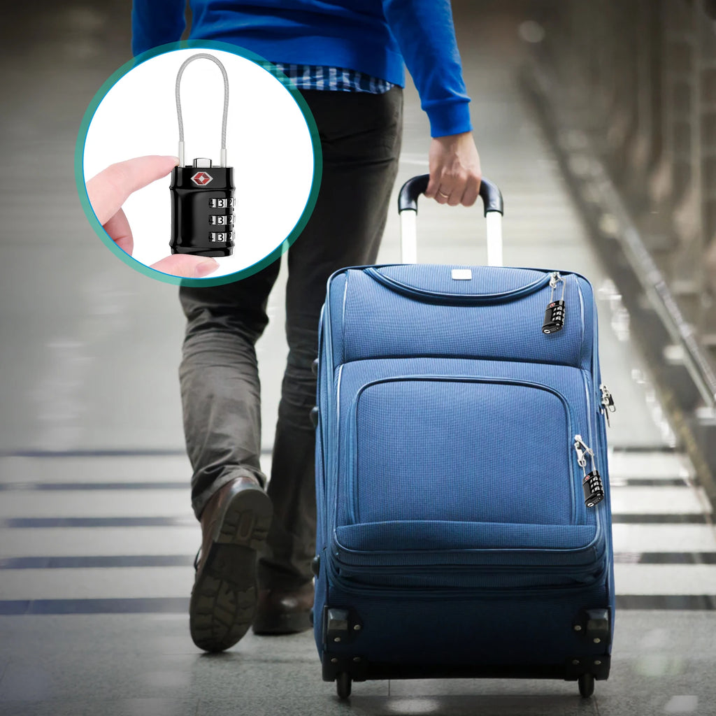 ORIA TSA Approved 3-Digit Combination Luggage Lock with Flexible Cable for Travel Bags