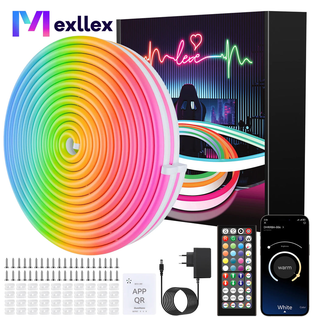 40M/30M RGB LED Neon Rope Lights, Music Sync, App & Remote Control, Waterproof Indoor Outdoor