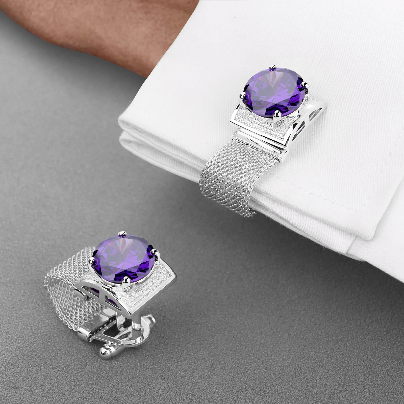 CowLost | clothing-accessories-hawson-mens-silver-birthstone-crystal-cufflinks-luxury |13