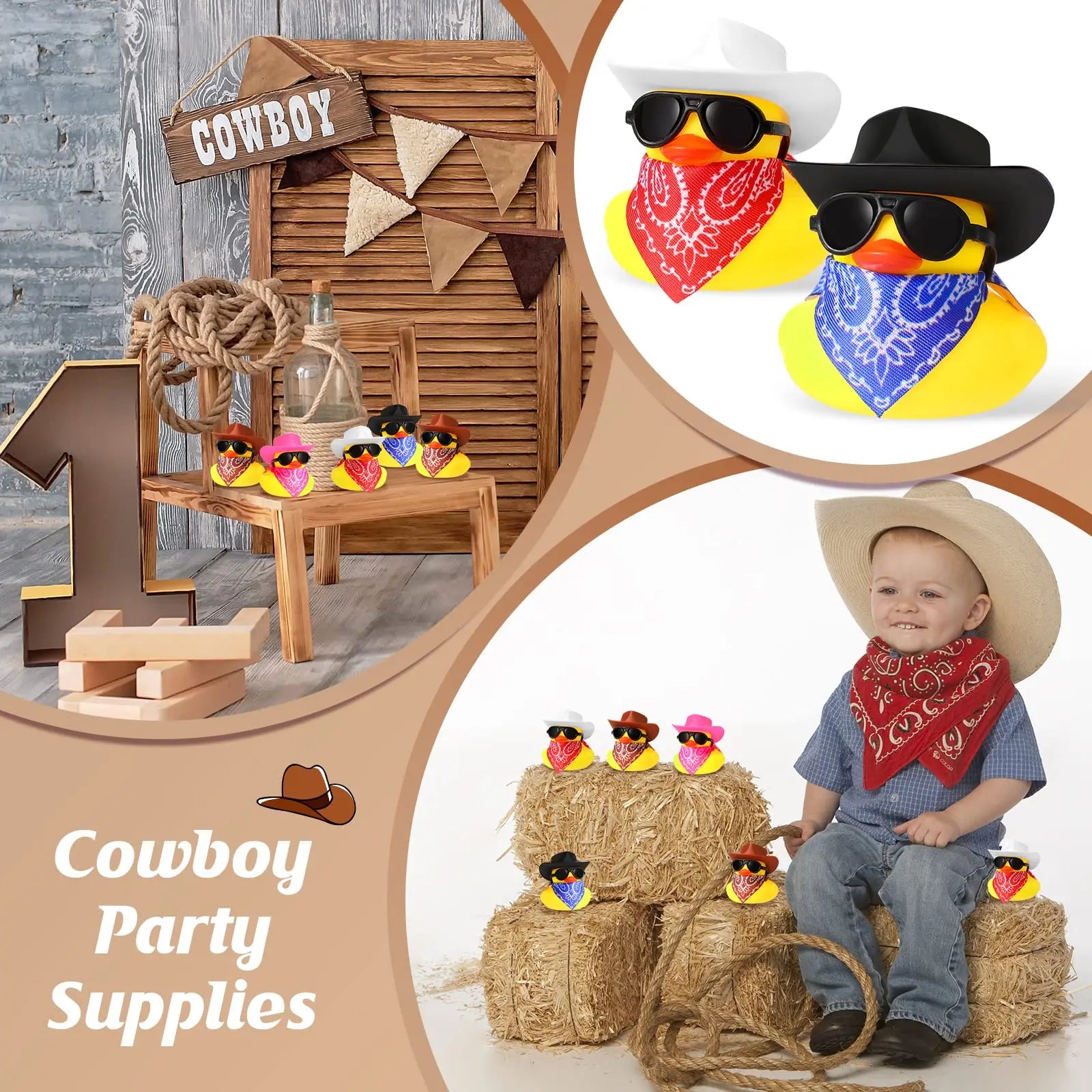 CowLost | product_id-6-pack-cowboy-rubber-ducks-with-hat-and-scarf-mini-party-favor-toys-for-shower-and-birthday |5