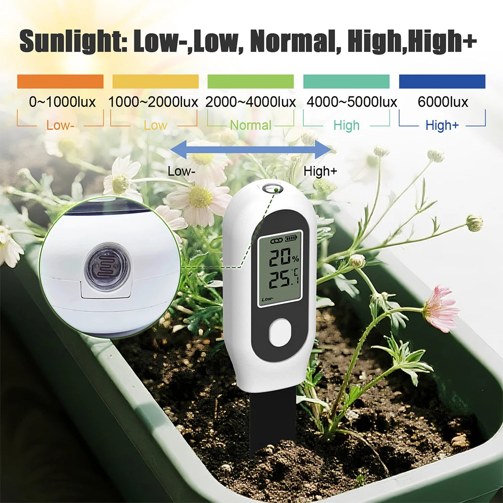 Tuya Zigbee 3-in-1 Soil Tester LCD Humidity Temperature Sunlight Meter Smart APP Monitor for Plants Garden