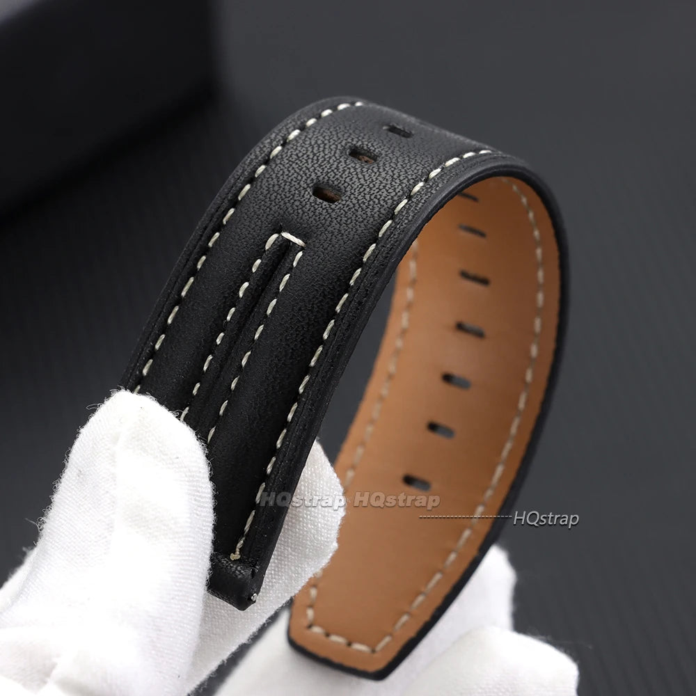 22mm Handmade Vintage Cowhide Leather Watch Band for Seiko Smartwatch Quick Release