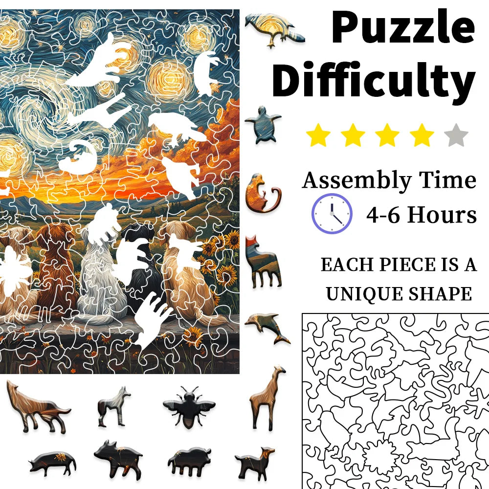 CowLost | product_id-wooden-star-sky-animal-jigsaw-puzzle-for-adults-christmas-gift |4