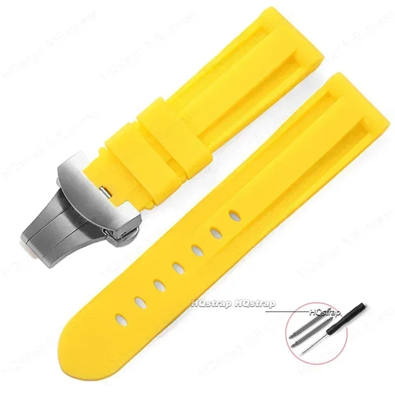 CowLost | butterfly-buckle-rubber-strap-22mm-24mm-for-panerai-watch-band-silicone-bracelet-replacement-straps-men-wristband-accessories |16
