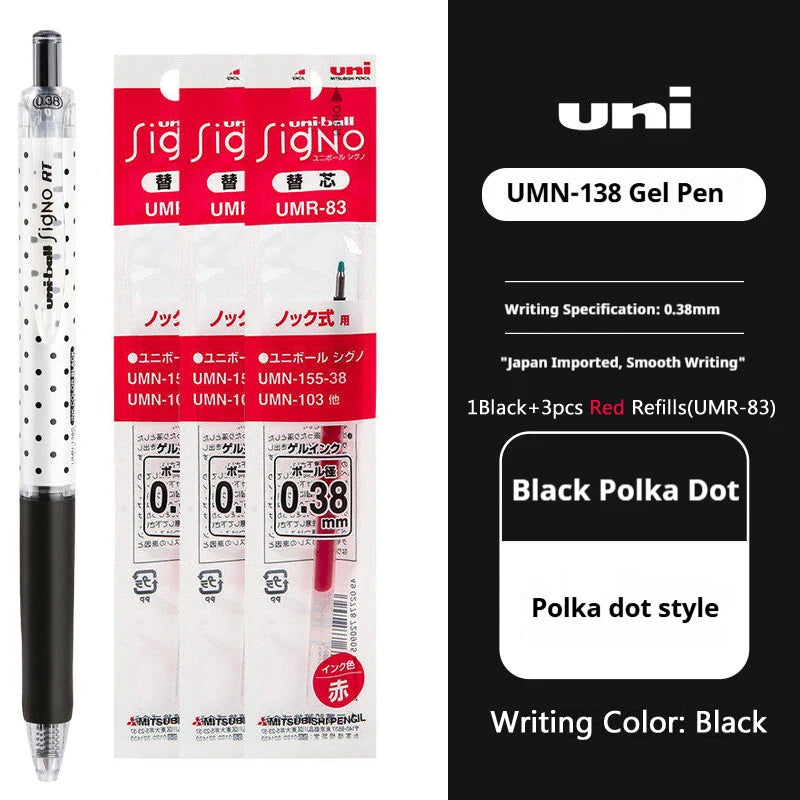 CowLost | product_id-uni-ball-signo-umn-138s-limited-polka-dot-gel-pen-0-38mm-retractable-fine-point-assorted-colors |38