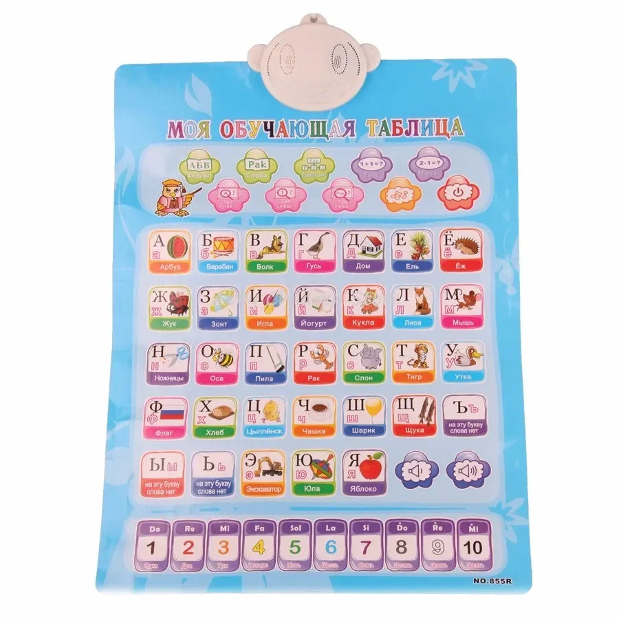 Russian Language Learning Baby Toy Alphabet Music Phonic Talking Wall Chart Poster