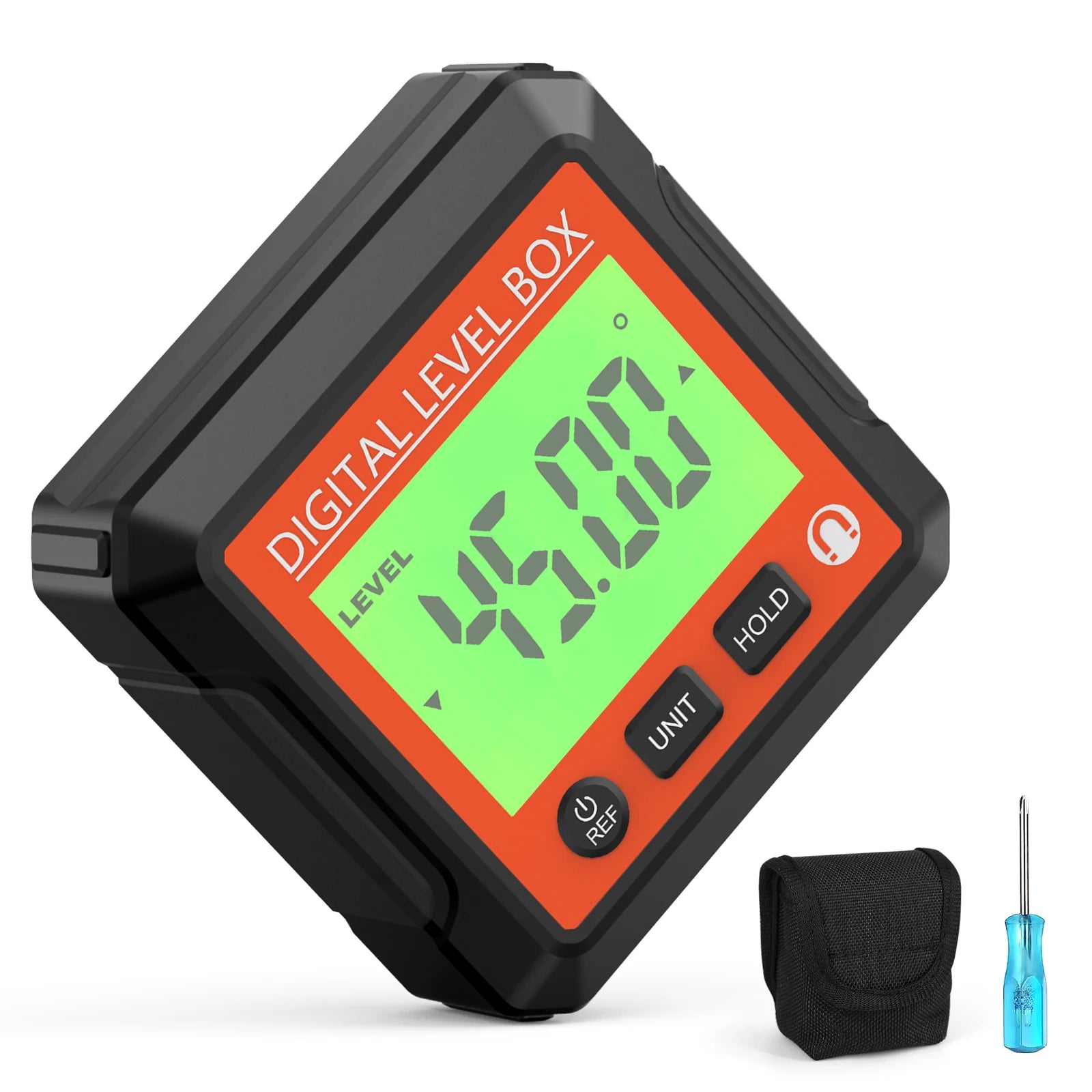Digital Magnetic Inclinometer LCD Backlight Angle Finder 4x90° Protractor Level Box for Woodworking