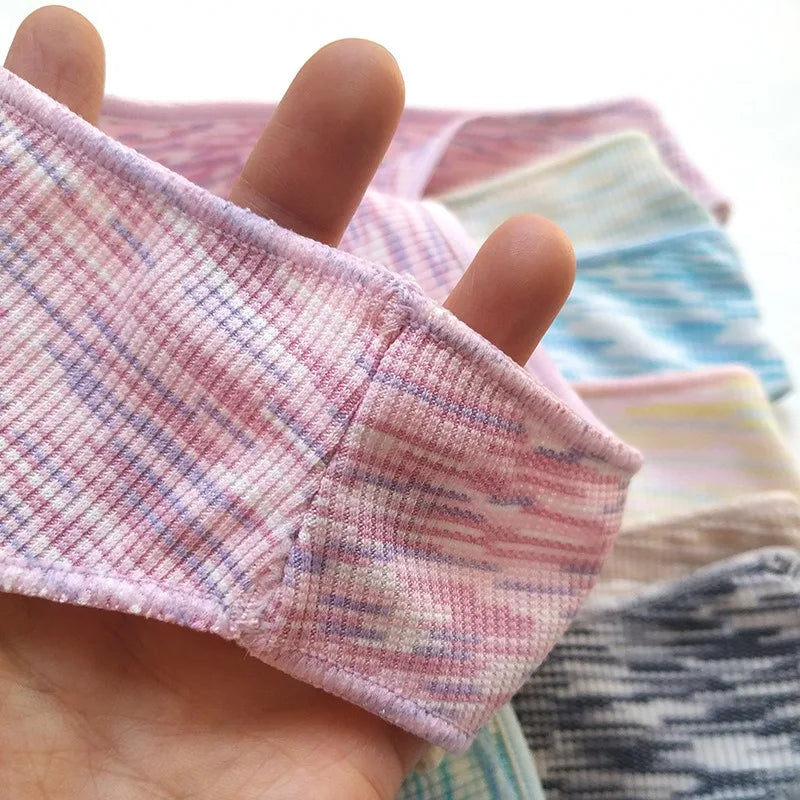 CowLost | 4pcs-set-womens-panties-low-rise-briefs-stretch-underwear-female-underpants-colorful-striped-panties-comfort-lingerie-s-xl |4