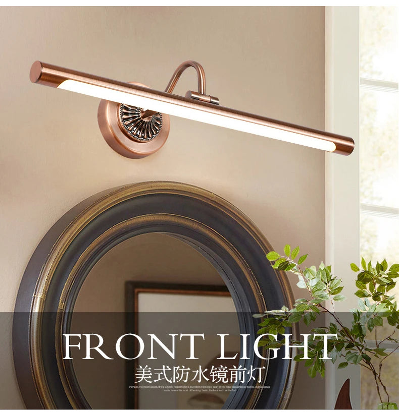 CowLost | product_id-red-bronze-8w-led-bathroom-wall-light-455mm-gold-european-mirror-lamp |8
