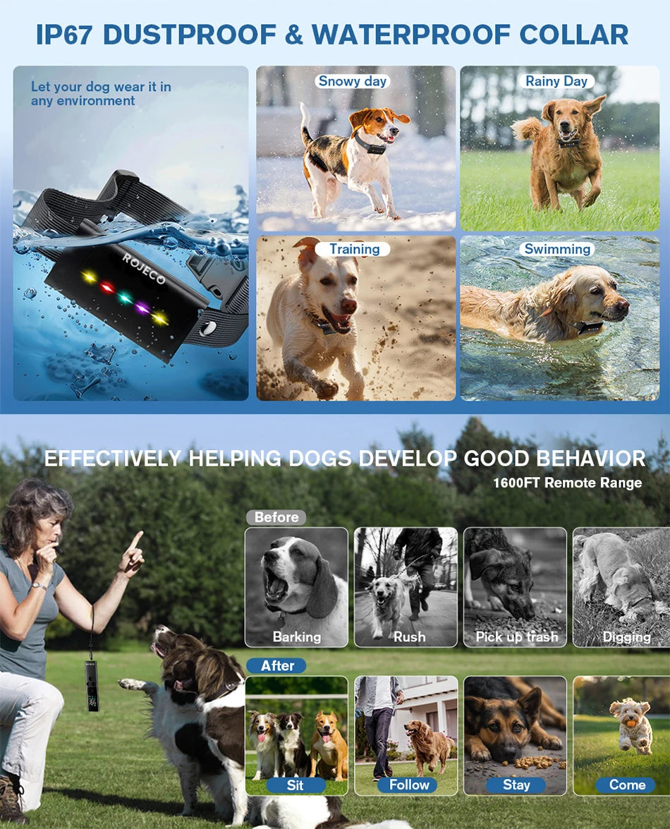 CowLost | dog-diapers-rojeco-waterproof-dog-training-collar-with-1600ft-remote-control |8