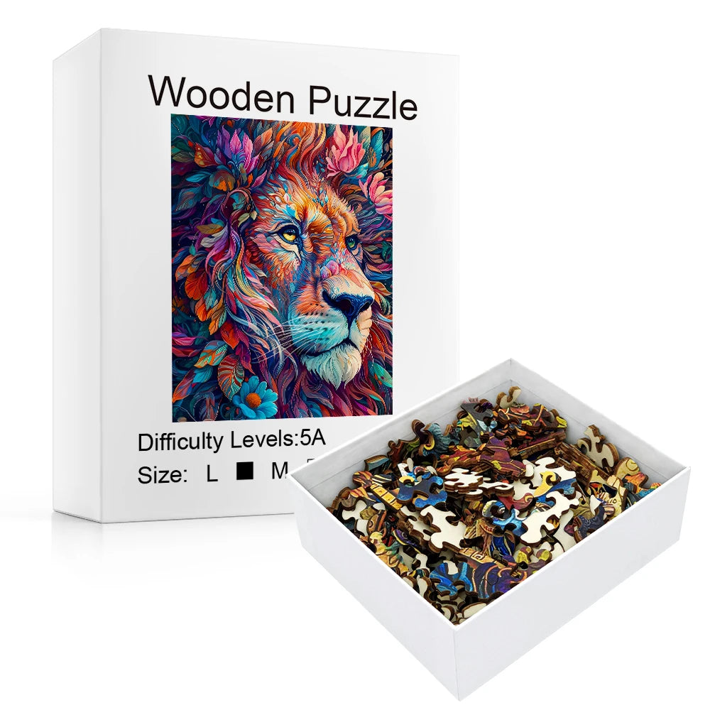 CowLost | product_id-wooden-lion-jigsaw-puzzle-animal-shape-with-gift-ready-packaging |3