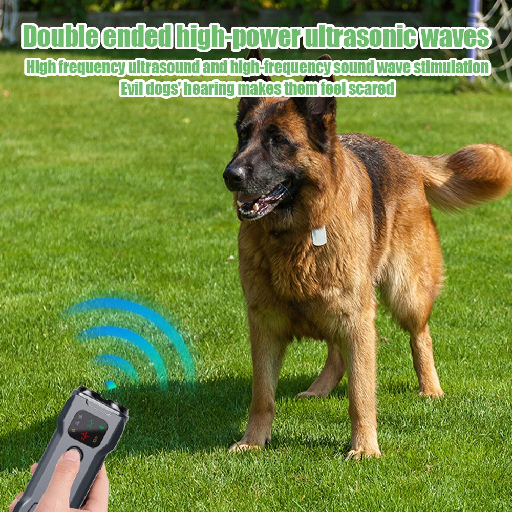 Rechargeable Ultrasonic Dog Repeller with LED Flashlight Anti-Barking Trainer