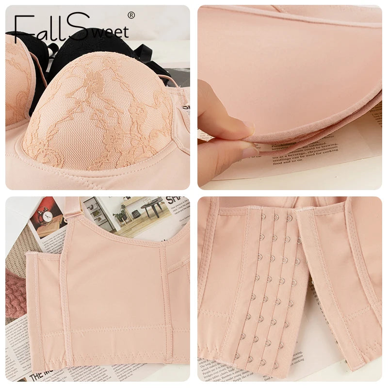 CowLost | product_id-fallsweet-2pcs-plus-size-seamless-lace-push-up-underwire-bras-full-coverage |3