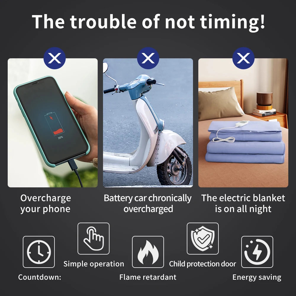 Tuya WiFi Smart Timer Socket with LCD Display and Countdown Switch