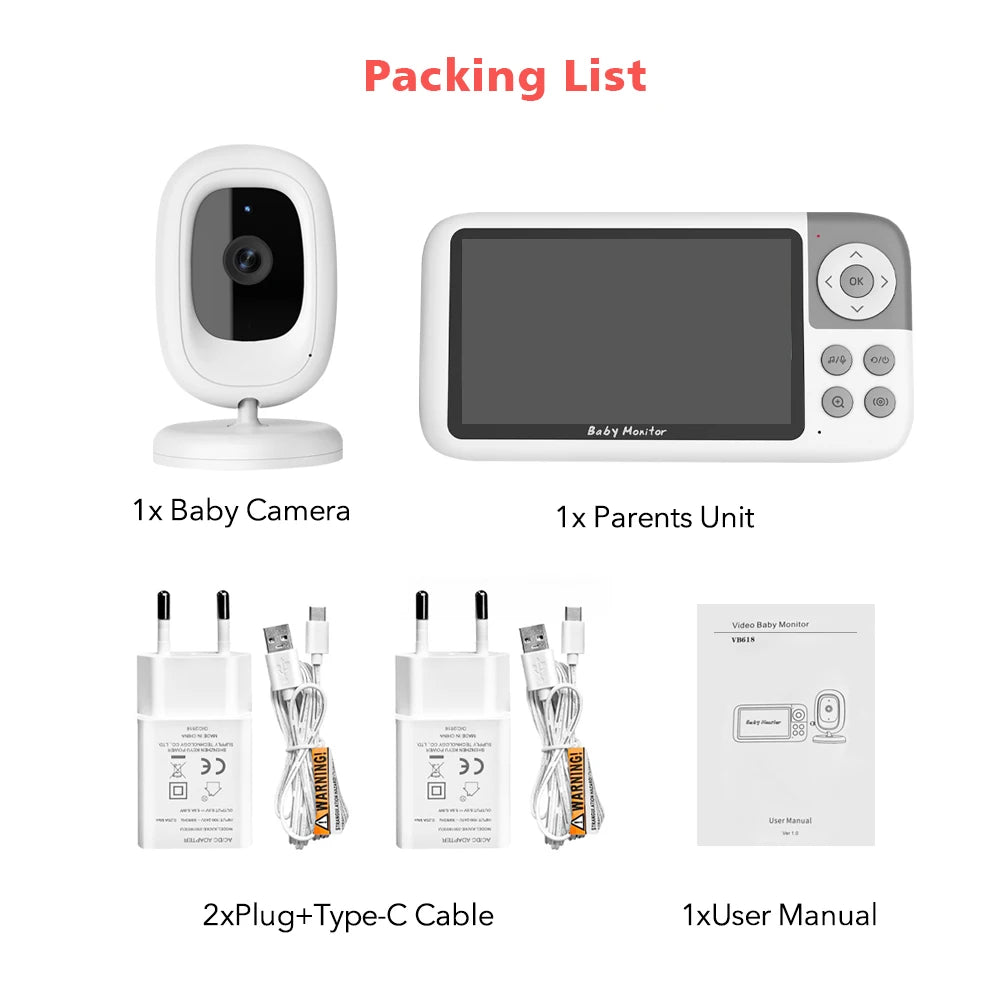 CowLost | 5-0-inch-720p-video-baby-monitor-camera-3x-digital-zoom-two-way-audio-auto-night-vision-300m-transmission-security-camera-vb618 |6