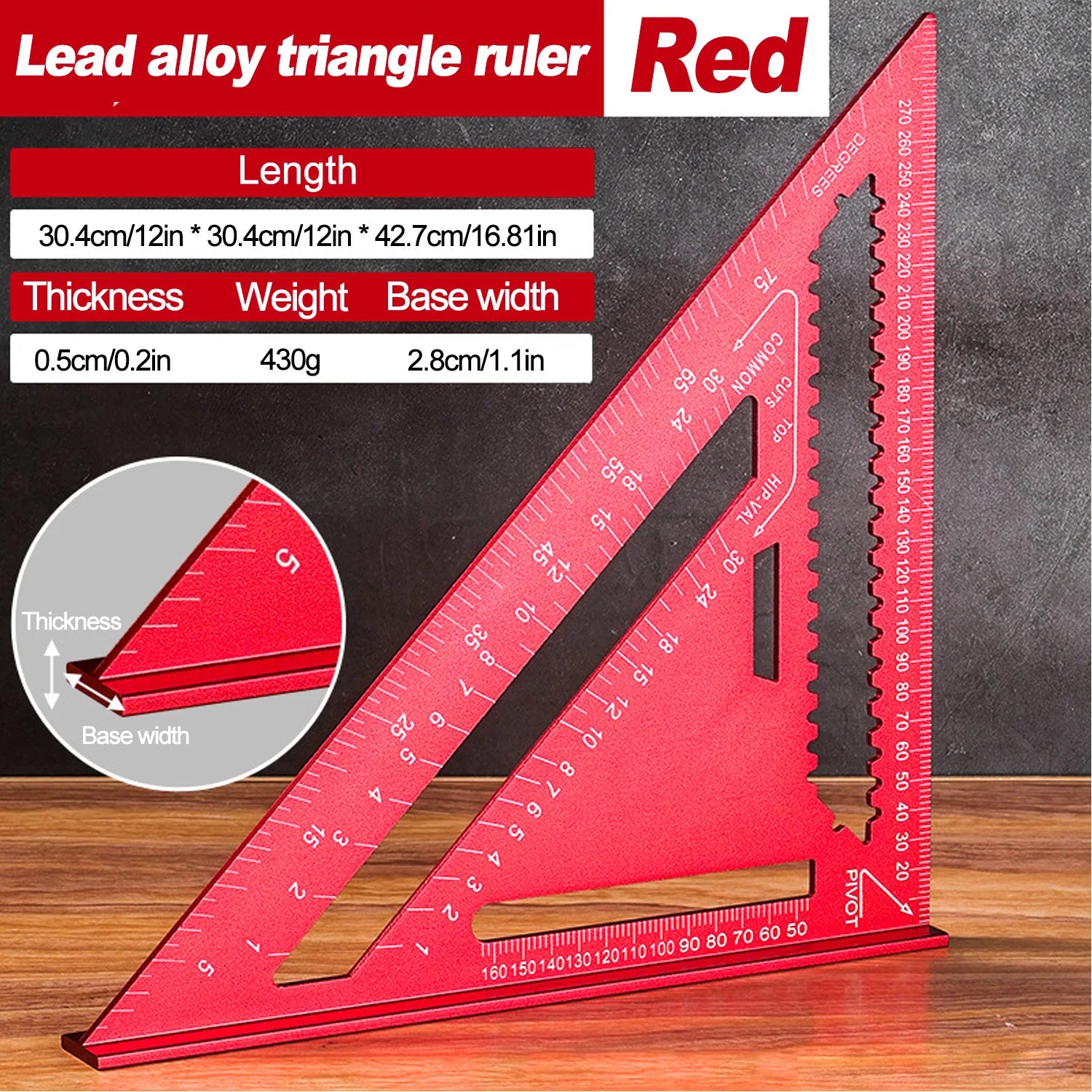 CowLost | product_id-aluminum-alloy-triangle-gauge-ruler-high-precision-woodworking-measuring-tool-metric-imperial |7