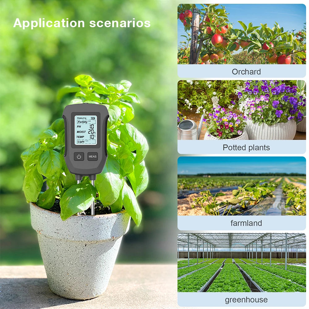 5-in-1 Digital Soil Meter PH Moisture Fertility Temp Sunlight Tester for Garden Greenhouse