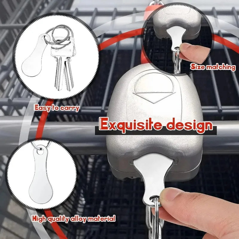 Shopping Cart Token Keychain Metal Coin Holder Trolley Keyring