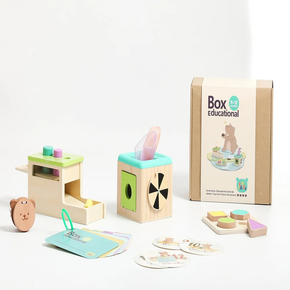 CowLost | cat-treats-8pc-wooden-montessori-toy-set-for-babies-0-12-months-early-education |12