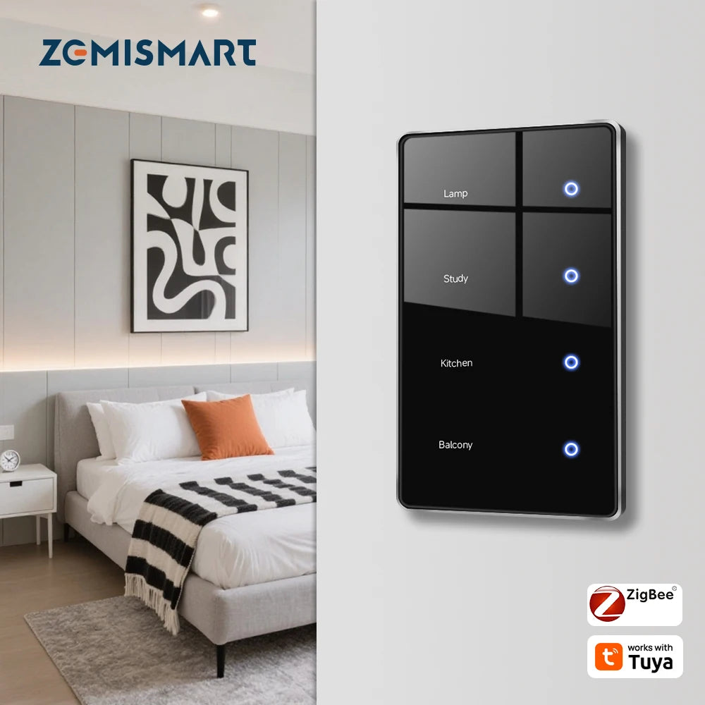 CowLost | seasonal-holiday-decorations-zemismart-zigbee-smart-diy-name-black-panel-touch-light-switch-us-type-neutral-required |1
