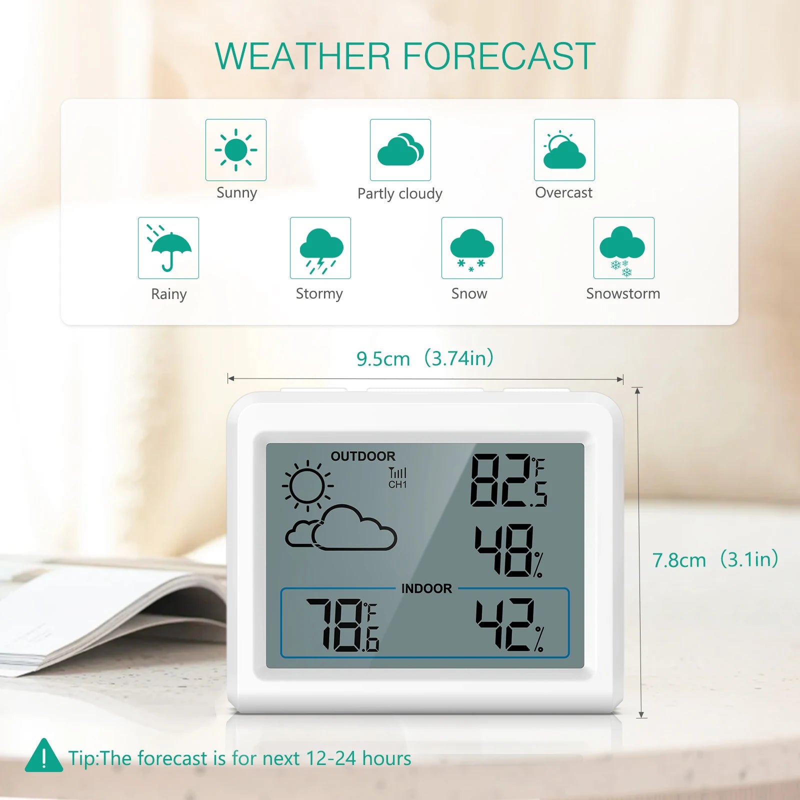 ORIA Wireless Indoor Outdoor Digital Temperature and Humidity Monitor